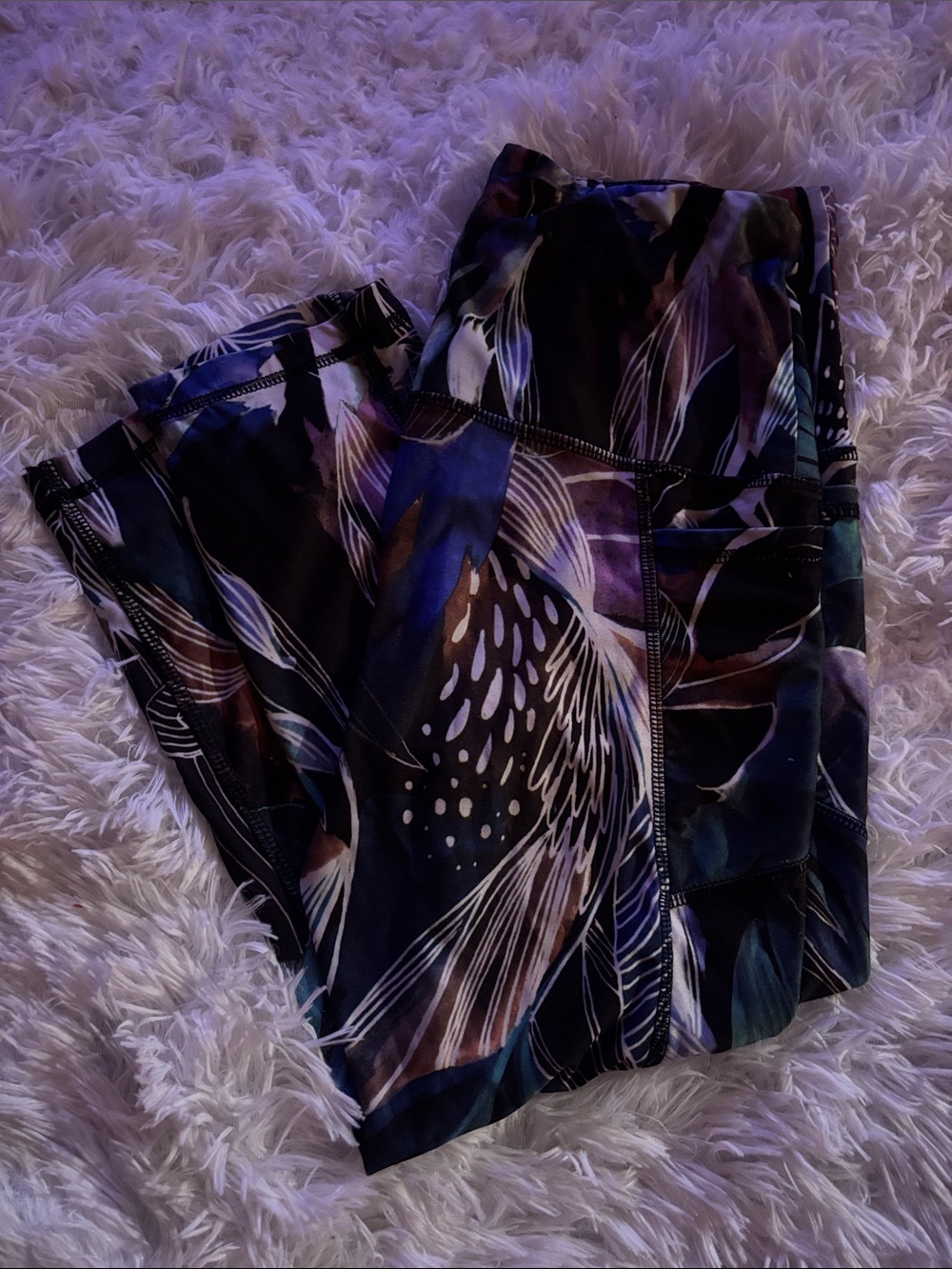 RBX Purple Floral-Print High-Waist Leggings